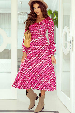 Shop Printed Long Sleeve Midi Dress Now On Klozey Store - Trendy U.S. Premium Women Apparel & Accessories And Be Up-To-Fashion!