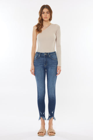Shop Kancan Raw Hem High Waist Cropped Jeans Now On Klozey Store - Trendy U.S. Premium Women Apparel & Accessories And Be Up-To-Fashion!