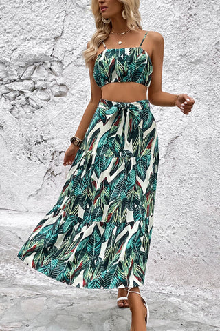 Shop Botanical Print Cami and Tiered Skirt Set Now On Klozey Store - Trendy U.S. Premium Women Apparel & Accessories And Be Up-To-Fashion!