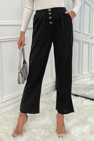 Shop Button Fly Wide Leg Pants Now On Klozey Store - Trendy U.S. Premium Women Apparel & Accessories And Be Up-To-Fashion!