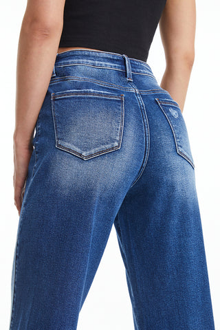 Shop BAYEAS Full Size High Waist Two-Tones Patched Wide Leg Jeans Now On Klozey Store - Trendy U.S. Premium Women Apparel & Accessories And Be Up-To-Fashion!