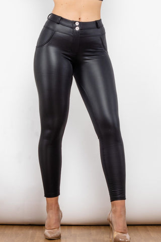 Shop Full Size PU Leather Buttoned Leggings Now On Klozey Store - Trendy U.S. Premium Women Apparel & Accessories And Be Up-To-Fashion!