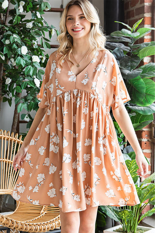 Shop Floral V-Neck Pocket A-Line Dress Now On Klozey Store - Trendy U.S. Premium Women Apparel & Accessories And Be Up-To-Fashion!