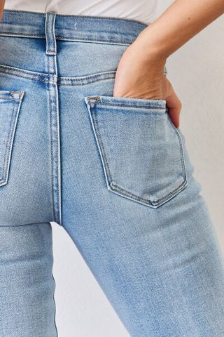 Shop Kancan Full Size Mid Rise Y2K Slit Bootcut Jeans Now On Klozey Store - Trendy U.S. Premium Women Apparel & Accessories And Be Up-To-Fashion!