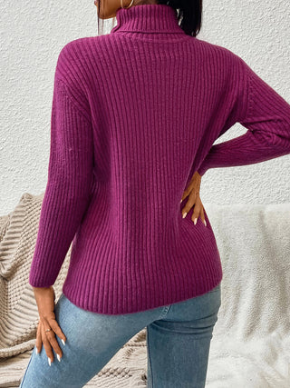 Shop Ribbed Turtle Neck Long Sleeve Sweater Now On Klozey Store - Trendy U.S. Premium Women Apparel & Accessories And Be Up-To-Fashion!