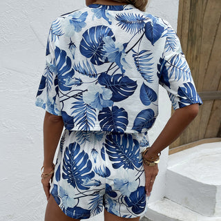 Shop Floral Print Round Neck Dropped Shoulder Top and Shorts Set Now On Klozey Store - Trendy U.S. Premium Women Apparel & Accessories And Be Up-To-Fashion!