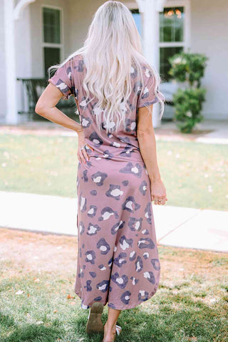 Shop Leopard Slit Dress with Pockets Now On Klozey Store - Trendy U.S. Premium Women Apparel & Accessories And Be Up-To-Fashion!