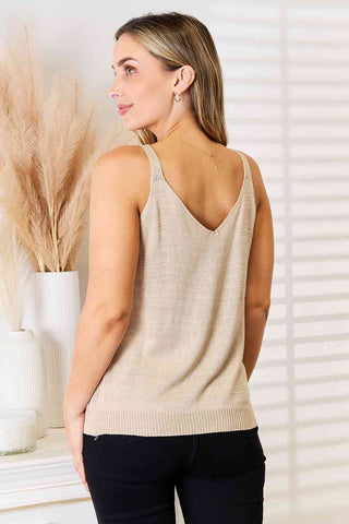 Shop Basic Bae Openwork Scoop Neck Knit Tank Top Now On Klozey Store - Trendy U.S. Premium Women Apparel & Accessories And Be Up-To-Fashion!