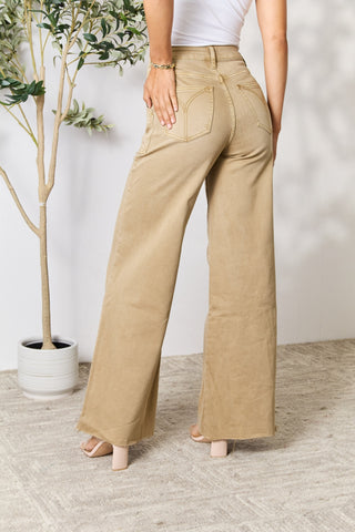 Shop BAYEAS Raw Hem Wide Leg Jeans Now On Klozey Store - Trendy U.S. Premium Women Apparel & Accessories And Be Up-To-Fashion!