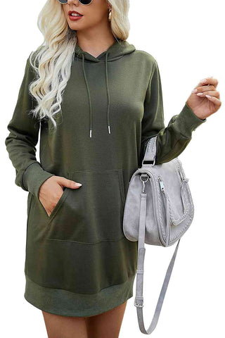 Shop Drawstring Long Sleeve Hooded Mini Dress Now On Klozey Store - Trendy U.S. Premium Women Apparel & Accessories And Be Up-To-Fashion!