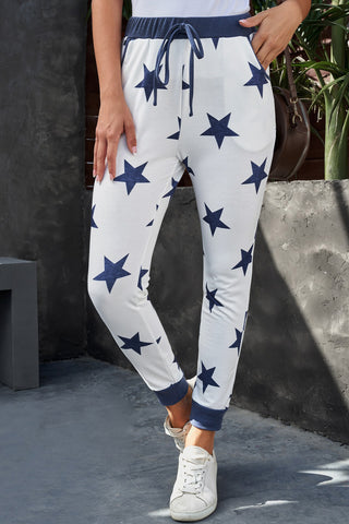 Shop Star Print Drawstring Detail Joggers Now On Klozey Store - Trendy U.S. Premium Women Apparel & Accessories And Be Up-To-Fashion!