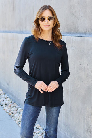 Shop Basic Bae Full Size Round Neck Long Sleeve Top Now On Klozey Store - Trendy U.S. Premium Women Apparel & Accessories And Be Up-To-Fashion!