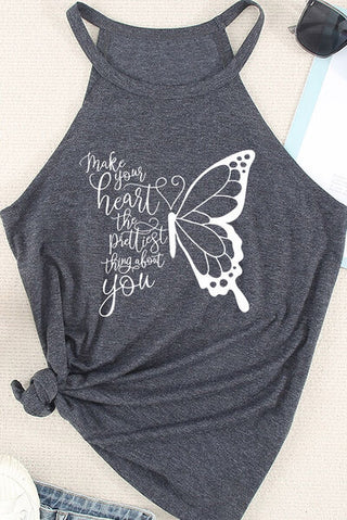 Shop MAKE YOUR HEART THE PRETTIEST THING ABOUT YOU Round Neck Tank Now On Klozey Store - Trendy U.S. Premium Women Apparel & Accessories And Be Up-To-Fashion!