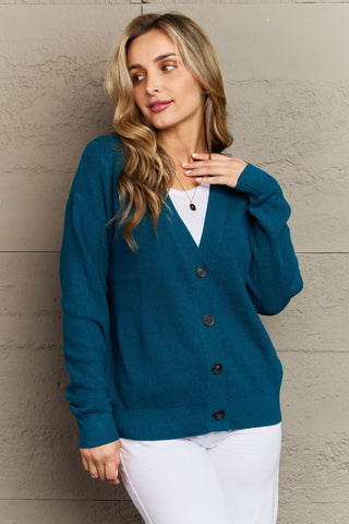 Shop Zenana Kiss Me Tonight Full Size Button Down Cardigan in Teal Now On Klozey Store - Trendy U.S. Premium Women Apparel & Accessories And Be Up-To-Fashion!