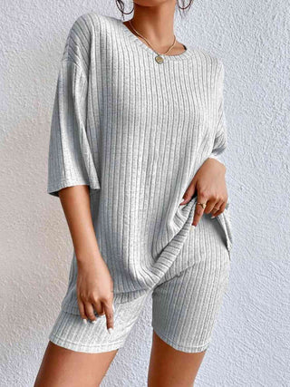 Shop Ribbed Round Neck Top and Shorts Set Now On Klozey Store - Trendy U.S. Premium Women Apparel & Accessories And Be Up-To-Fashion!