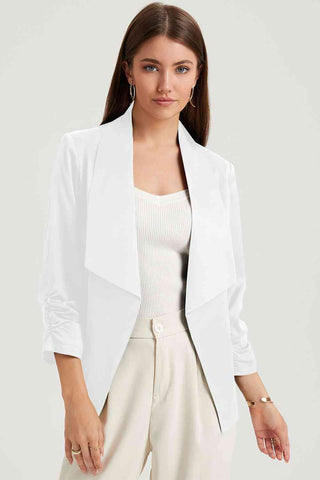 Shop Ruched Open Front Blazer Now On Klozey Store - Trendy U.S. Premium Women Apparel & Accessories And Be Up-To-Fashion!