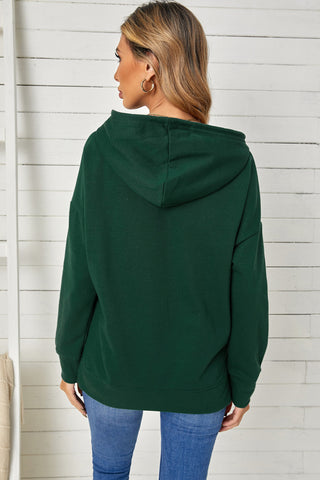 Shop Drop Shoulder Hoodie with Slit Now On Klozey Store - Trendy U.S. Premium Women Apparel & Accessories And Be Up-To-Fashion!