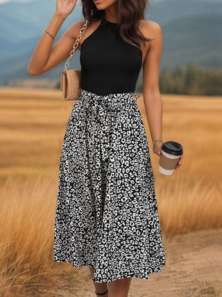 Shop Leopard Halter Neck Midi Dress Now On Klozey Store - Trendy U.S. Premium Women Apparel & Accessories And Be Up-To-Fashion!