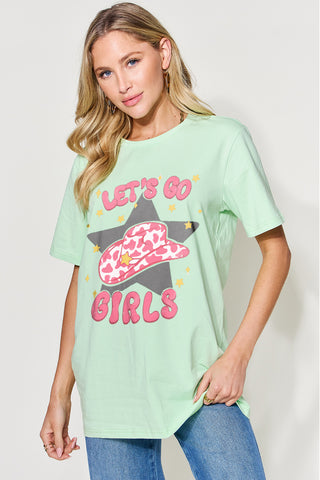 Shop Simply Love Full Size LET'S GO GIRLS Round Neck Short Sleeve T-Shirt Now On Klozey Store - Trendy U.S. Premium Women Apparel & Accessories And Be Up-To-Fashion!