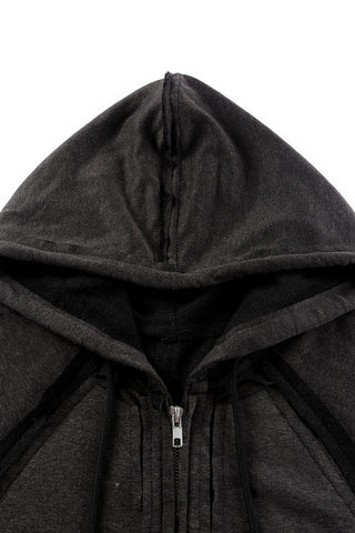 Shop Exposed Seam Drawstring Hooded Jacket with Pockets Now On Klozey Store - Trendy U.S. Premium Women Apparel & Accessories And Be Up-To-Fashion!