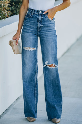 Shop High-Rise Distressed Raw Hem Jeans Now On Klozey Store - Trendy U.S. Premium Women Apparel & Accessories And Be Up-To-Fashion!