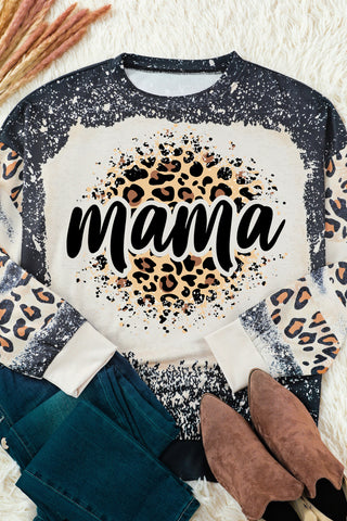 Shop MAMA Leopard Round Neck Sweatshirt Now On Klozey Store - Trendy U.S. Premium Women Apparel & Accessories And Be Up-To-Fashion!