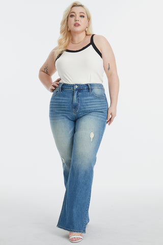 Shop BAYEAS Full Size Ultra High-Waist Gradient Bootcut Jeans Now On Klozey Store - Trendy U.S. Premium Women Apparel & Accessories And Be Up-To-Fashion!