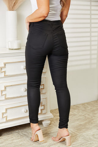 Shop Kancan Full Size High Rise Black Coated Ankle Skinny Jeans Now On Klozey Store - Trendy U.S. Premium Women Apparel & Accessories And Be Up-To-Fashion!