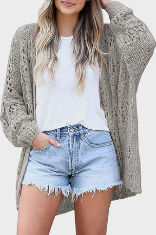 Shop Openwork Open Front Long Sleeve Cardigan Now On Klozey Store - Trendy U.S. Premium Women Apparel & Accessories And Be Up-To-Fashion!