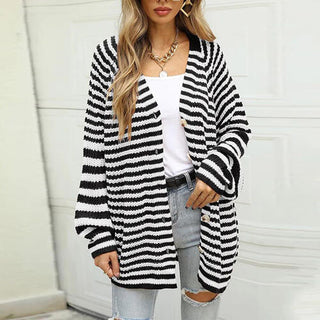 Shop Striped Button Down Long Sleeve Cardigan Now On Klozey Store - Trendy U.S. Premium Women Apparel & Accessories And Be Up-To-Fashion!