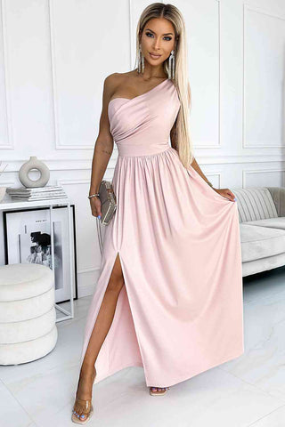 Shop One-Shoulder Slit Maxi Dress Now On Klozey Store - Trendy U.S. Premium Women Apparel & Accessories And Be Up-To-Fashion!