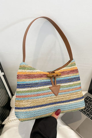 Shop Multicolored Straw Shoulder Bag Now On Klozey Store - Trendy U.S. Premium Women Apparel & Accessories And Be Up-To-Fashion!