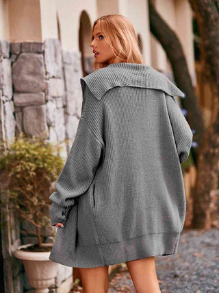Shop Dropped Shoulder Long Sleeve Cardigan Now On Klozey Store - Trendy U.S. Premium Women Apparel & Accessories And Be Up-To-Fashion!