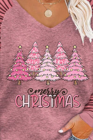 Shop Plus Size MERRY CHRISTMAS Striped Long Sleeve T-Shirt Now On Klozey Store - Trendy U.S. Premium Women Apparel & Accessories And Be Up-To-Fashion!