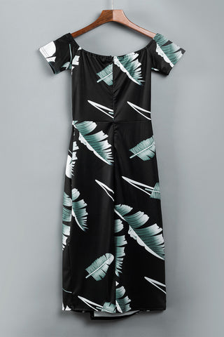Shop Printed Off-Shoulder Slit Midi Dress Now On Klozey Store - Trendy U.S. Premium Women Apparel & Accessories And Be Up-To-Fashion!
