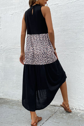 Shop Leopard Contrast Sleeveless Maxi Dress Now On Klozey Store - Trendy U.S. Premium Women Apparel & Accessories And Be Up-To-Fashion!