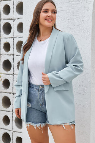 Shop Plus Size Shawl Collar Long Sleeve Blazer Now On Klozey Store - Trendy U.S. Premium Women Apparel & Accessories And Be Up-To-Fashion!