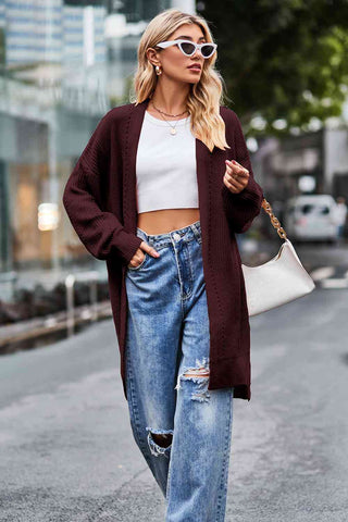 Shop Open Front Dropped Shoulder Longline Cardigan Now On Klozey Store - Trendy U.S. Premium Women Apparel & Accessories And Be Up-To-Fashion!