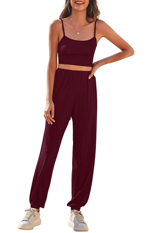 Shop Cropped Cami and Side Split Joggers Set Now On Klozey Store - Trendy U.S. Premium Women Apparel & Accessories And Be Up-To-Fashion!