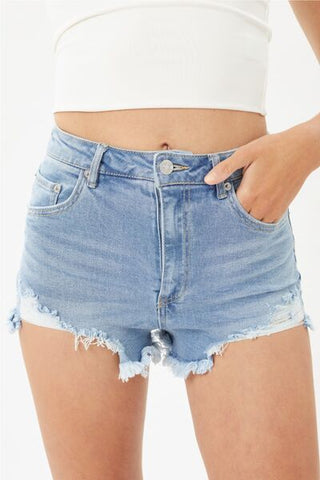 Shop LOVE TREE Raw Hem Cat's Whisker Denim Shorts Now On Klozey Store - Trendy U.S. Premium Women Apparel & Accessories And Be Up-To-Fashion!