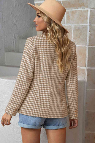 Shop Houndstooth Double-Breasted Blazer Now On Klozey Store - Trendy U.S. Premium Women Apparel & Accessories And Be Up-To-Fashion!
