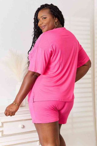 Shop Basic Bae Full Size Soft Rayon Half Sleeve Top and Shorts Set Now On Klozey Store - Trendy U.S. Premium Women Apparel & Accessories And Be Up-To-Fashion!