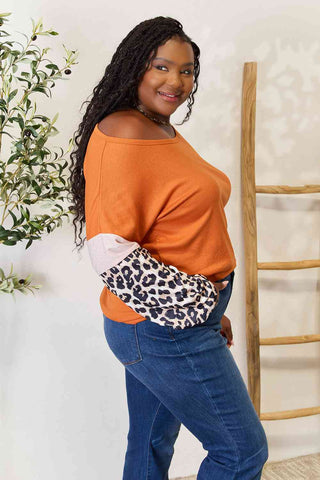 Shop Double Take Leopard Long Sleeve Round Neck Sweatshirt Now On Klozey Store - Trendy U.S. Premium Women Apparel & Accessories And Be Up-To-Fashion!