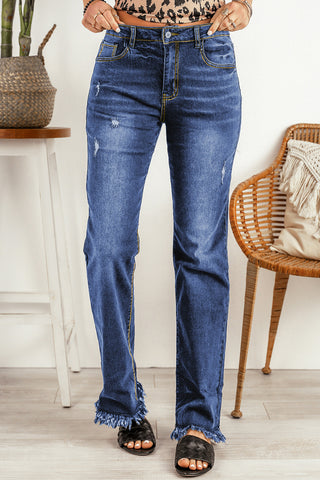 Shop Ripped Frayed Hem Jeans Now On Klozey Store - Trendy U.S. Premium Women Apparel & Accessories And Be Up-To-Fashion!