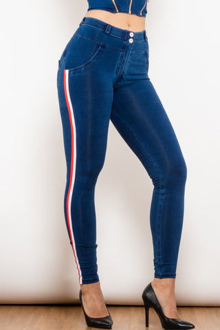 Shop Side Stripe Skinny Jeans Now On Klozey Store - Trendy U.S. Premium Women Apparel & Accessories And Be Up-To-Fashion!