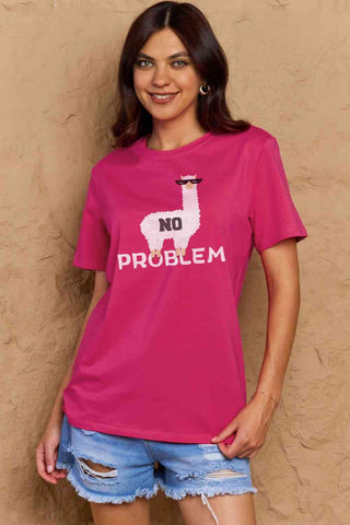 Shop Simply Love Full Size NO PROBLEM Graphic Cotton Tee Now On Klozey Store - Trendy U.S. Premium Women Apparel & Accessories And Be Up-To-Fashion!
