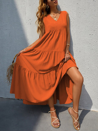 Shop Tiered V-Neck Sleeve Dress Now On Klozey Store - Trendy U.S. Premium Women Apparel & Accessories And Be Up-To-Fashion!