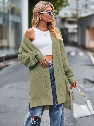 Shop Long Sleeve Waffle-Knit Cardigan Now On Klozey Store - Trendy U.S. Premium Women Apparel & Accessories And Be Up-To-Fashion!