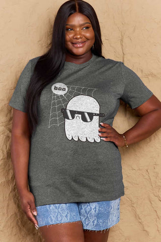 Shop Simply Love Full Size BOO Graphic Cotton T-Shirt Now On Klozey Store - Trendy U.S. Premium Women Apparel & Accessories And Be Up-To-Fashion!