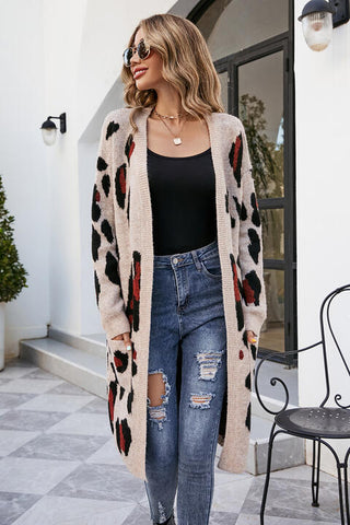 Shop Leopard Open Front Cardigan with Pockets Now On Klozey Store - Trendy U.S. Premium Women Apparel & Accessories And Be Up-To-Fashion!